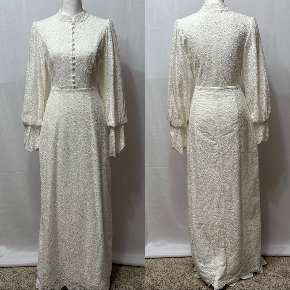 White Long Sleeve Maxi Dress